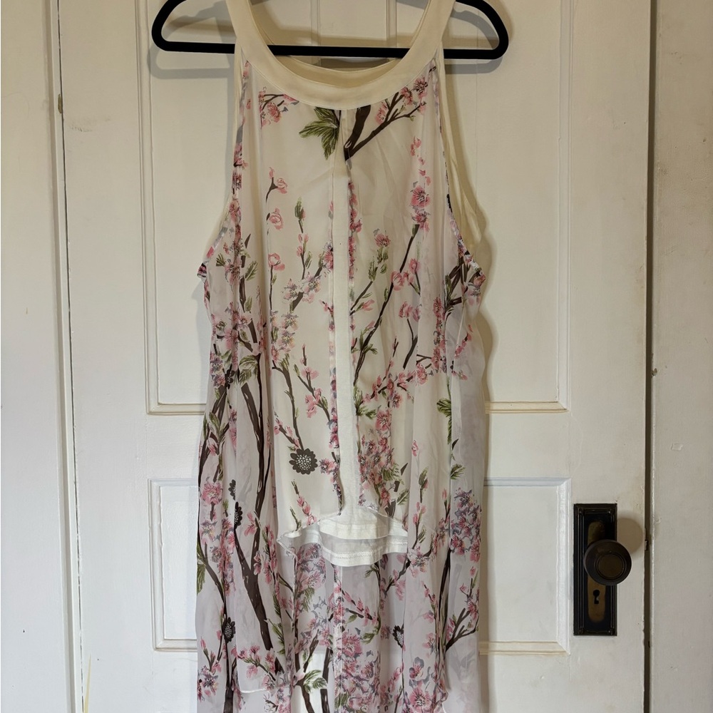 Fashion Family High Low - Long Sheer Blouse 5X Plus Size Floral